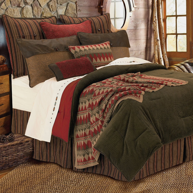 Ludlow 5 Pc. Twin Comforter Set - Olive/Brown/Red
