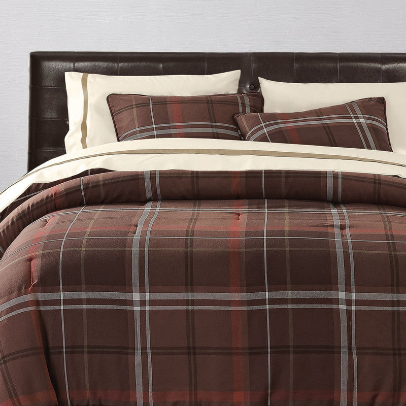 Stowe 3 Pc. Full Comforter Set - Brown/Red