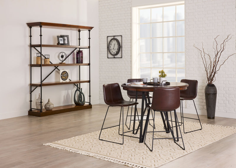 Panden 5-Piece Counter-Height Dining Set - Brown Cherry/Brown