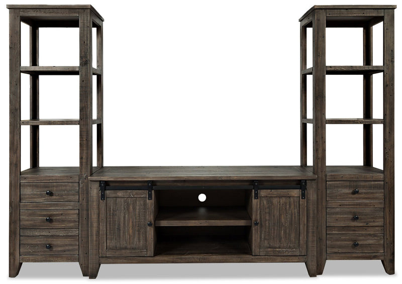 Ahna Barn-Door 3-Piece Entertainment Centre with 60" TV Opening - Brown