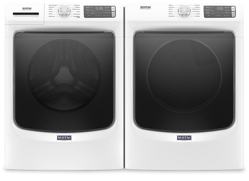 Maytag Front-Load 5.5 Cu. Ft. Washer with Extra Power and 7.3 Cu. Ft. Electric Steam Dryer - White