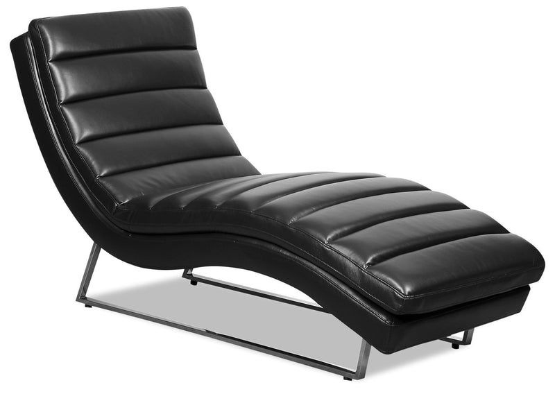 Belfry Leather-Look Fabric Chaise - Black