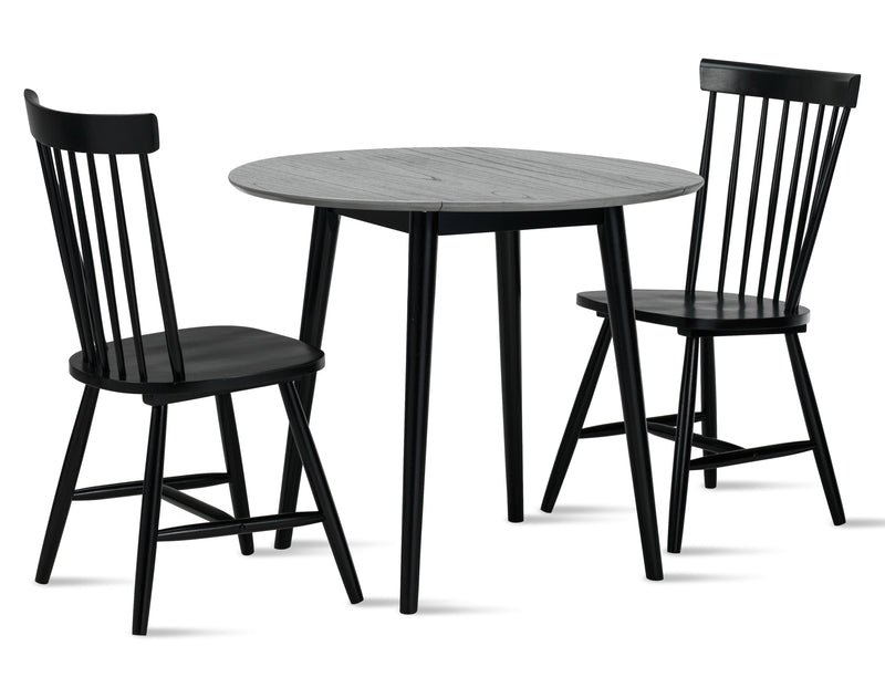 Gotorua 3-Piece Dinette Set - Grey/Black