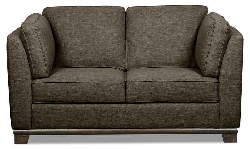 Oxford Linen-Look Fabric Loveseat - Charcoal