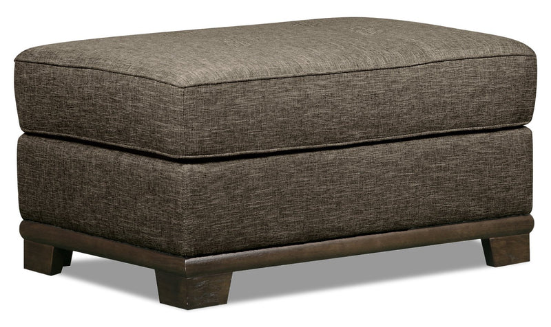 Oxford Linen-Look Fabric Ottoman - Charcoal