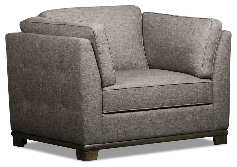 Oxford Linen-Look Fabric Chair - Light Grey