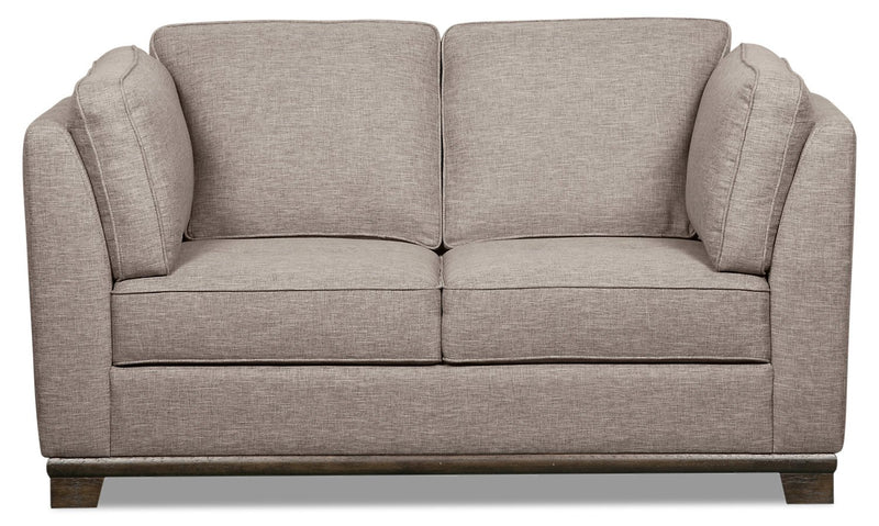 Oxford Linen-Look Fabric Loveseat - Mushroom