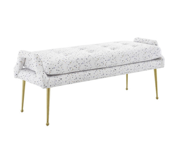 Botha Velvet Bench - White/Blue