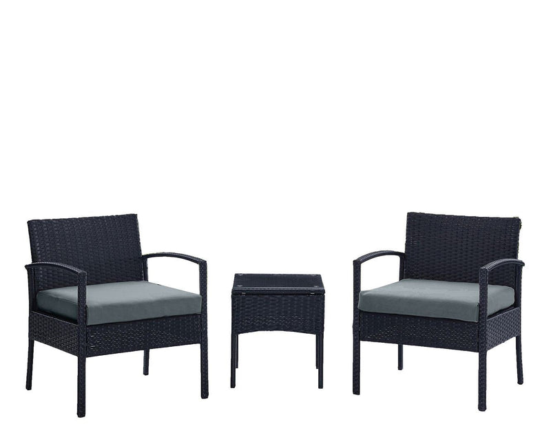 Austwell 3-Piece Outdoor Conversation Set - Black/Grey