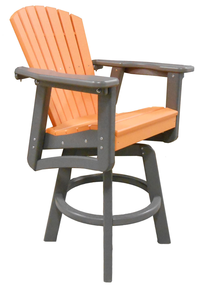 POLY LUMBER Sunset Views Bar-Height Swivel Chair - Tangerine/Grey