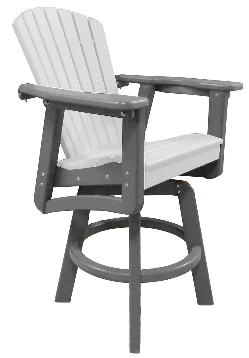 POLY LUMBER Sunset Views Bar-Height Swivel Chair - White/Grey