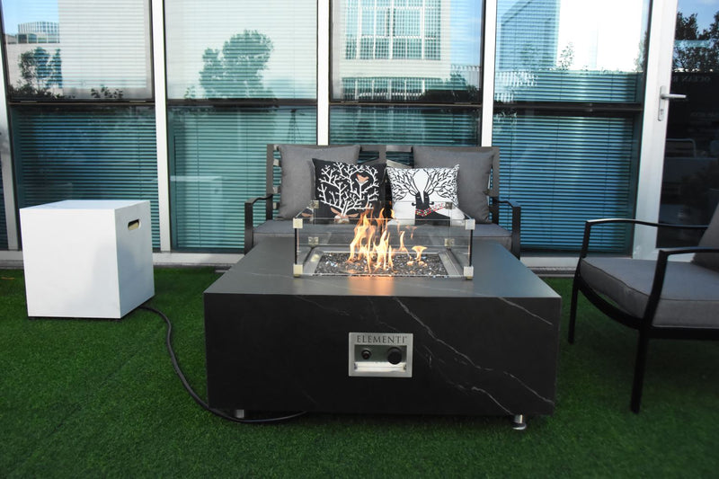 Eyjafja Marble Porcelain Fire Pit (Elementi) - Black/Natural Gas