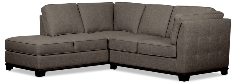 Oxford 2-Piece Linen-Look Fabric Left-Facing Sectional - Charcoal