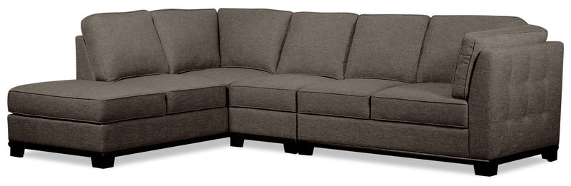 Oxford 3-Piece Linen-Look Fabric Left-Facing Sectional - Charcoal