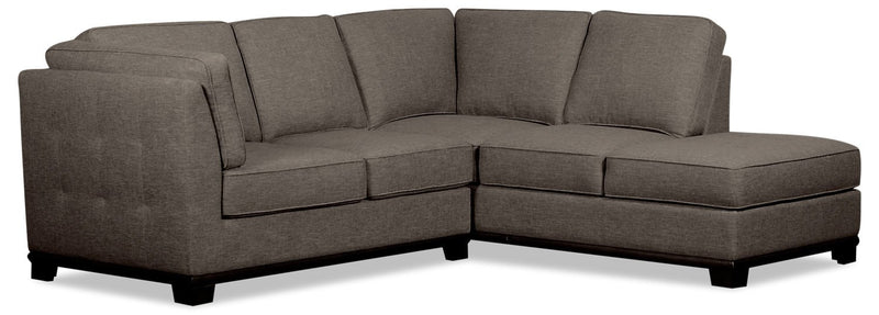 Oxford 2-Piece Linen-Look Fabric Right-Facing Sectional - Charcoal