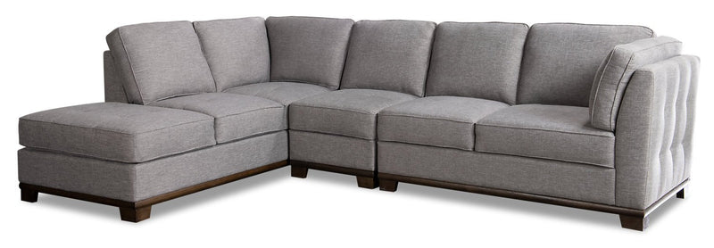 Oxford 3-Piece Linen-Look Fabric Left-Facing Sectional - Light Grey