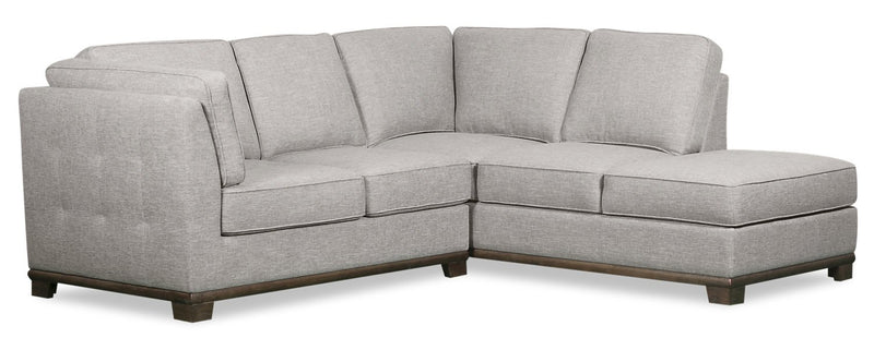 Oxford 2-Piece Linen-Look Fabric Right-Facing Sectional - Light Grey