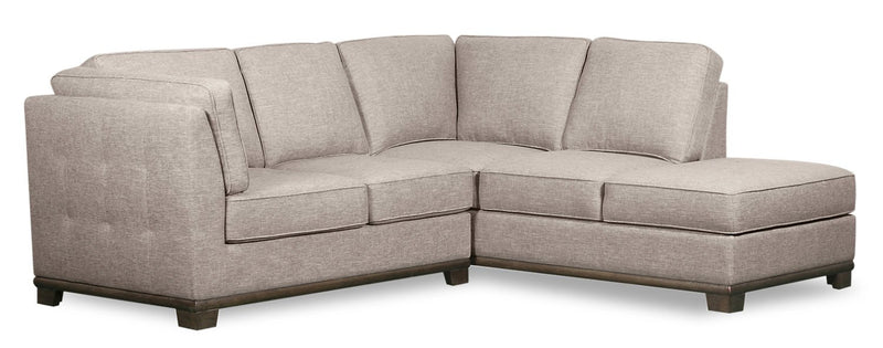 Oxford 2-Piece Linen-Look Fabric Right-Facing Sectional - Mushroom