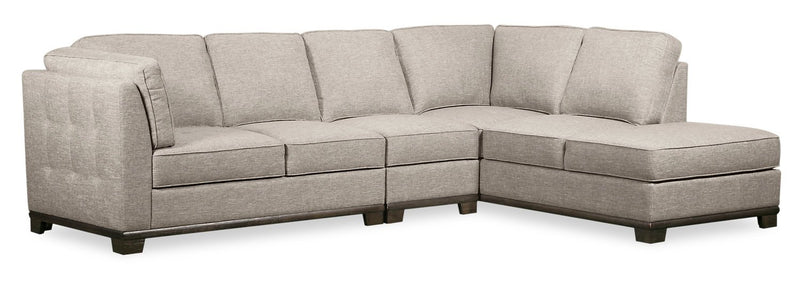Oxford 3-Piece Linen-Look Fabric Right-Facing Sectional - Mushroom