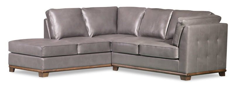 Oxford 2-Piece Leather-Look Fabric Left-Facing Sectional - Grey