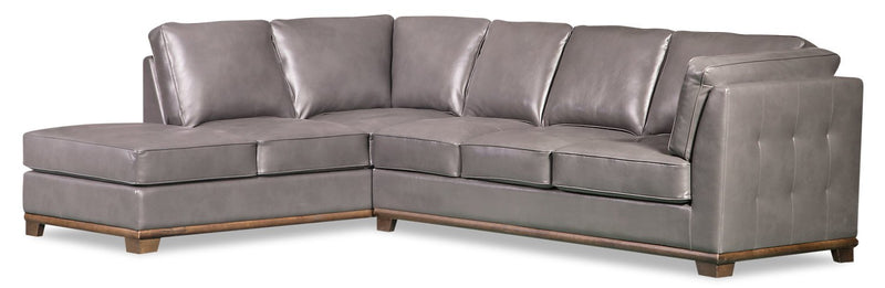 Oxford 3-Piece Leather-Look Fabric Left-Facing Sectional - Grey