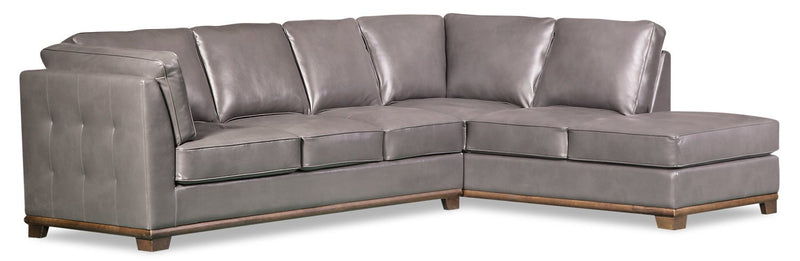 Oxford 3-Piece Leather-Look Fabric Right-Facing Sectional - Grey