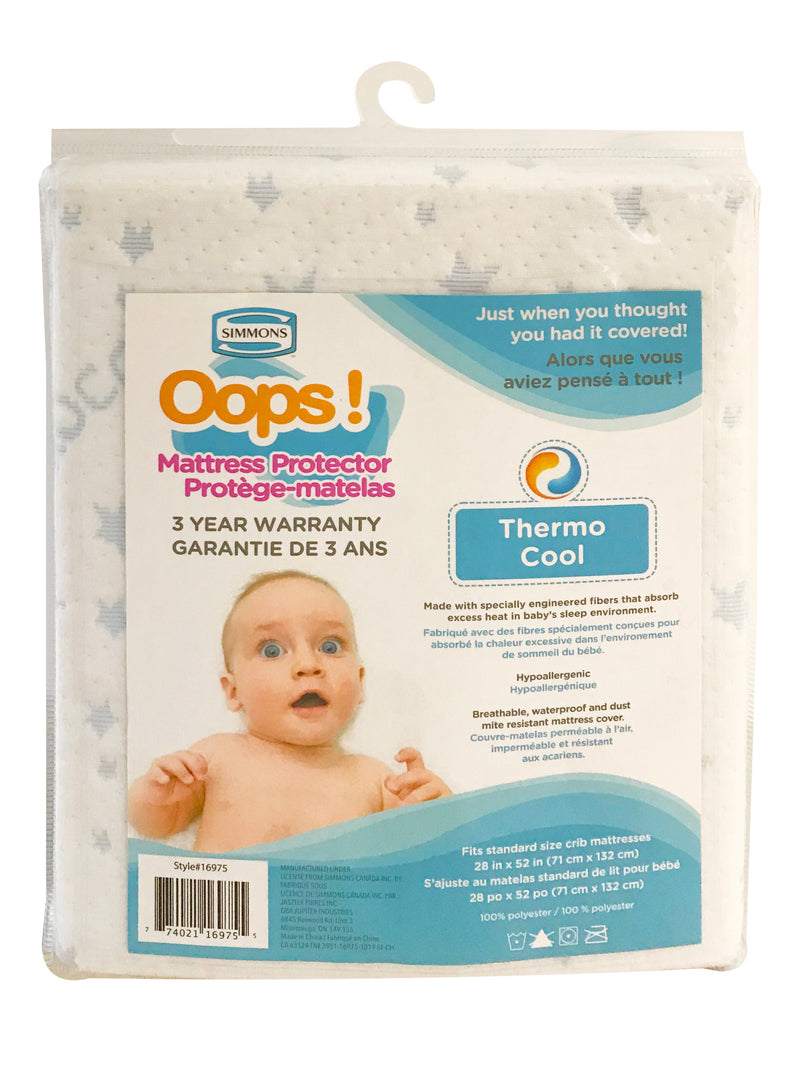 Simmons Waterproof "ThermoCool" Crib Mattress Protector - White/Blue