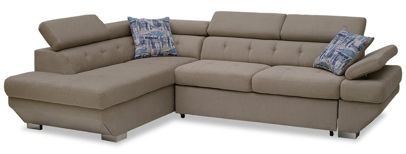 Talei 2-Piece Chenille Left-Facing Sleeper Sectional - Silver