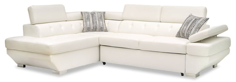 Talei 2-Piece Leather-Look Fabric Left-Facing Sleeper Sectional - Snow