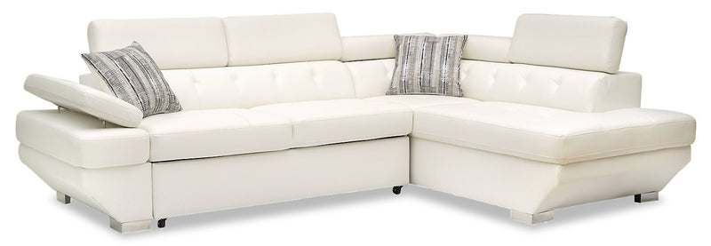 Talei 2-Piece Leather-Look Fabric Right-Facing Sleeper Sectional - Snow