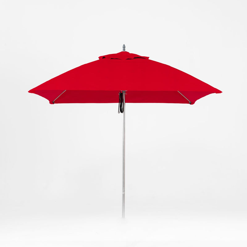 Oca 7.5' Square Outdoor Umbrella - Vermillion Red/Brushed Aluminum