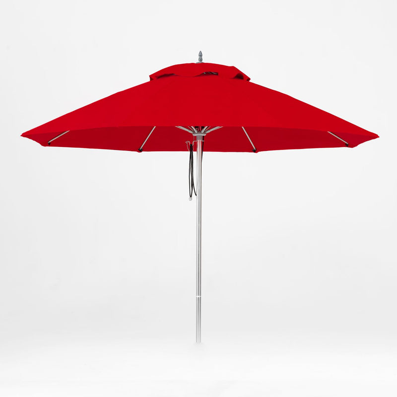 Oca 9' Octagon Outdoor Umbrella - Vermillion Red/Brushed Aluminum