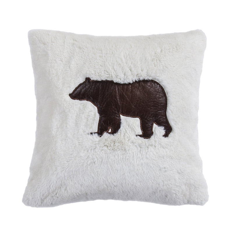 Gorgona Faux Suede Decorative Pillow - White/Brown