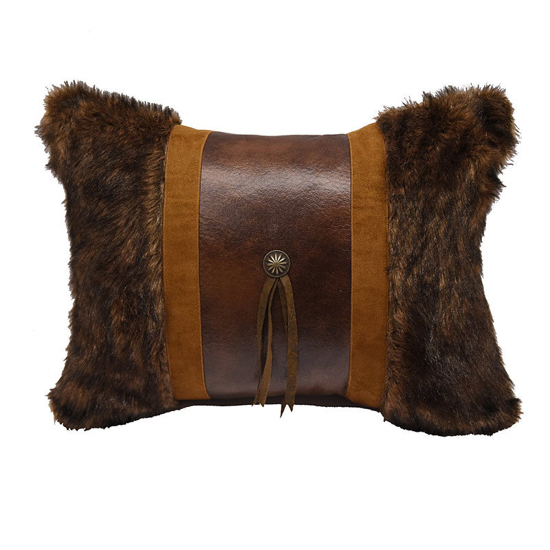 Jinetepe Faux Leather/Fur Decorative Pillow - Brown