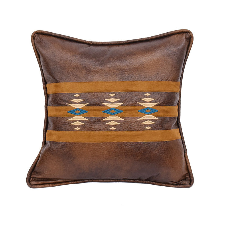Jinetepe Faux Leather Decorative Pillow - Brown/Tan