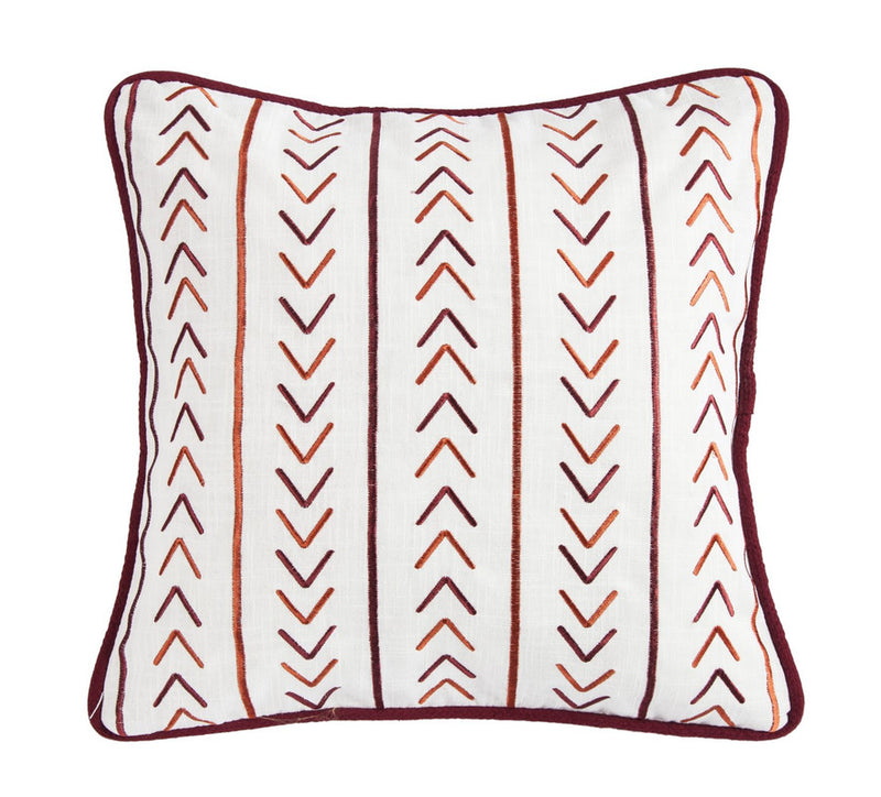 Jinetepe Embroidered Decorative Pillow - White/Red
