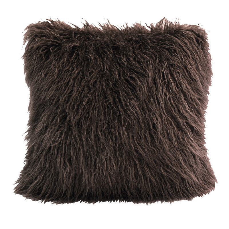 Machias Faux Fur Decorative Pillow - Brown