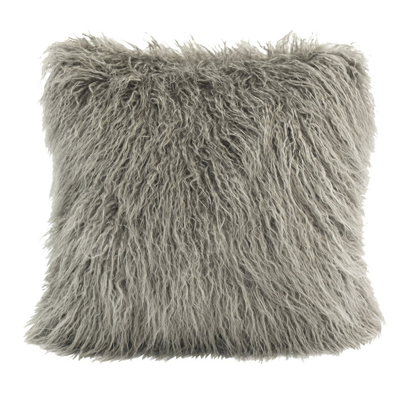 Machias Faux Fur Decorative Pillow - Grey