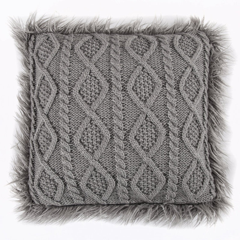 Hampden Faux Fur Decorative Pillow - Grey