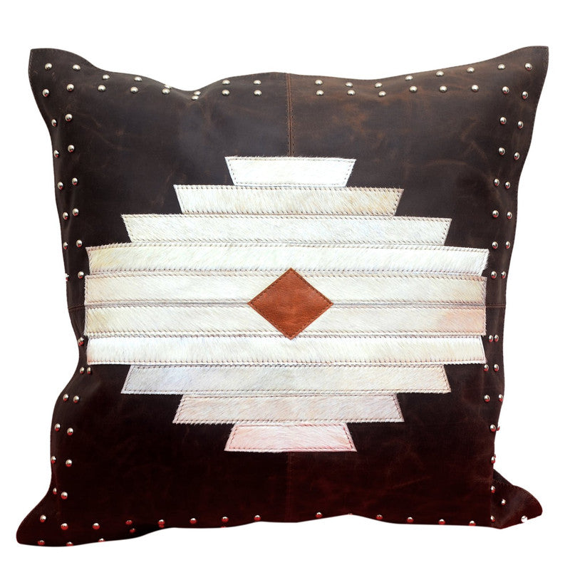 Nindiri Genuine Leather Decorative Pillow - Dark Brown