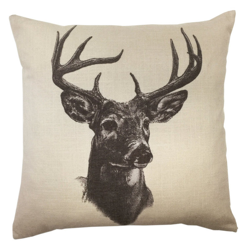 Omo Linen Deer Decorative Pillow - Cream/Brown