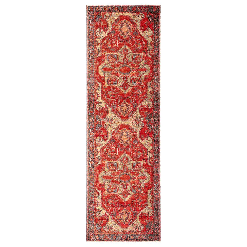 Mikras VII Area Rug - 2'6" X 8' Runner - Red/Blue