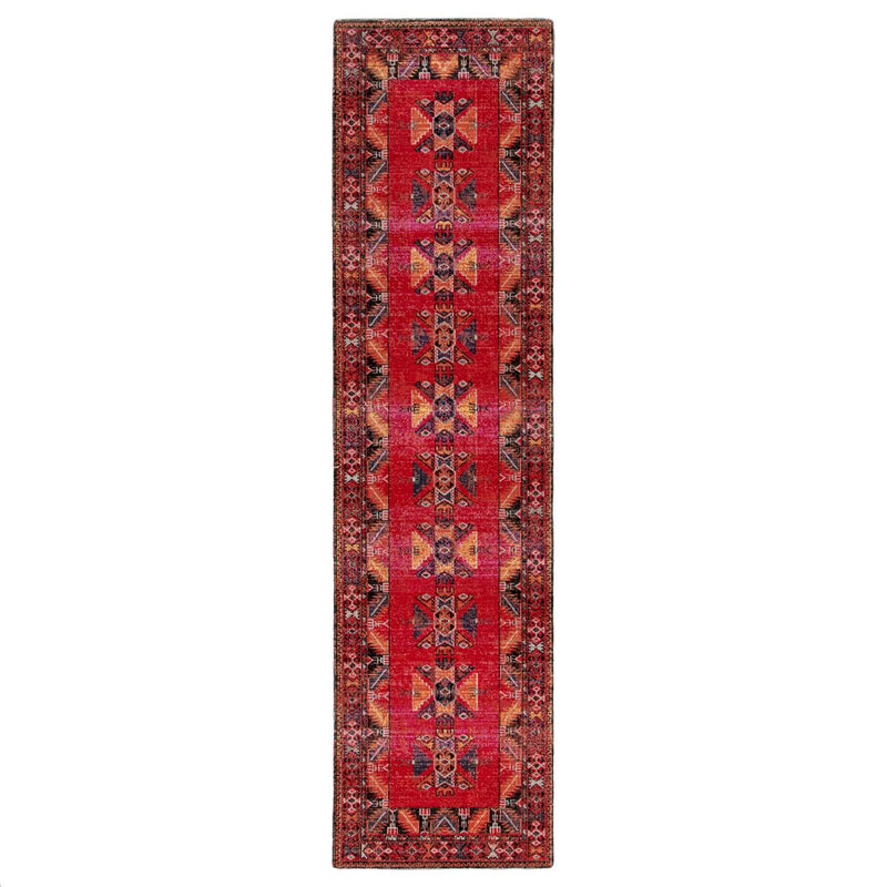 Mikras X Area Rug - 2'6" X 8' Runner - Red/Black