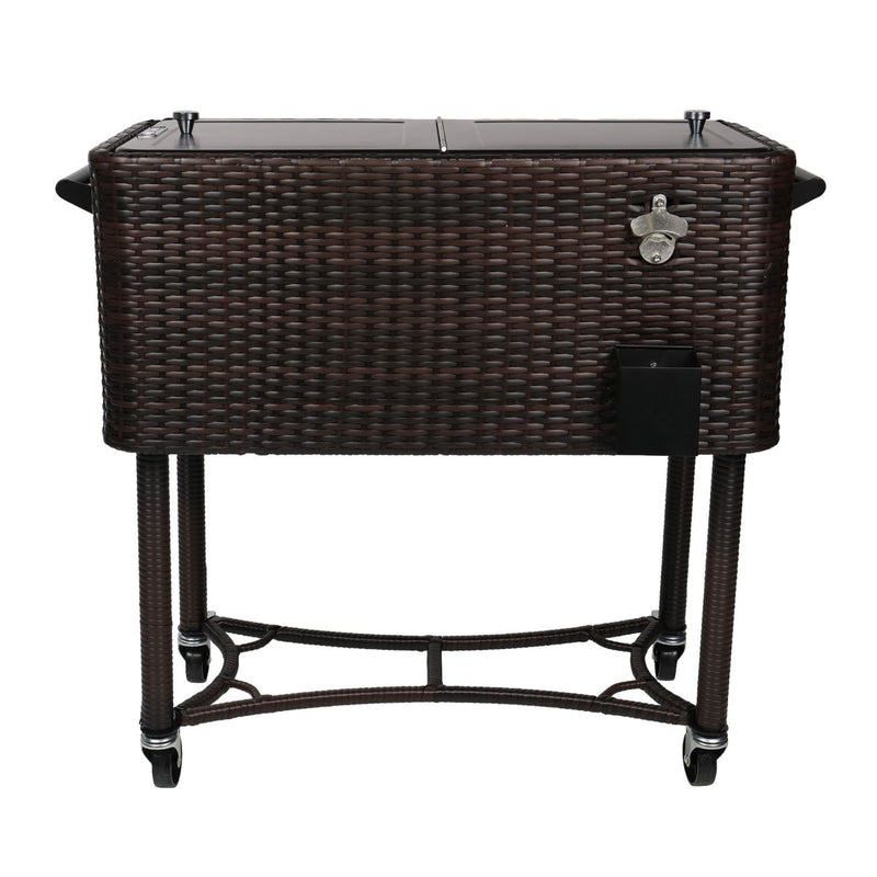 Bui Viem 80QT Rolling Wicker Patio Cooler