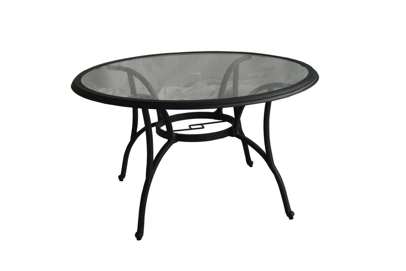 Hanlan 48" Round Outdoor Dining Table - Charcoal/Glass