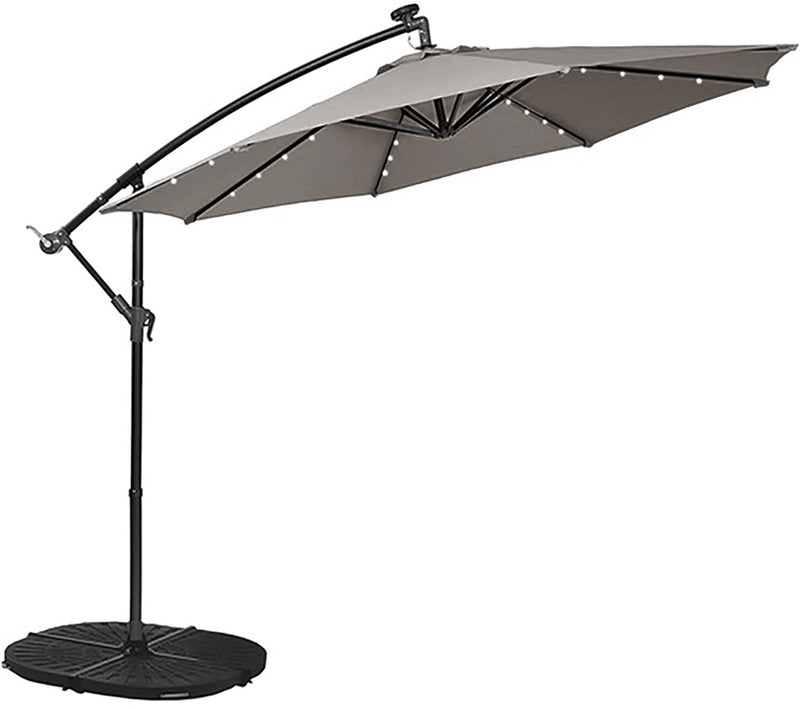 Bumbershoot 10' Solar LED Offset Outdoor Umbrella - Slate/Dark Grey