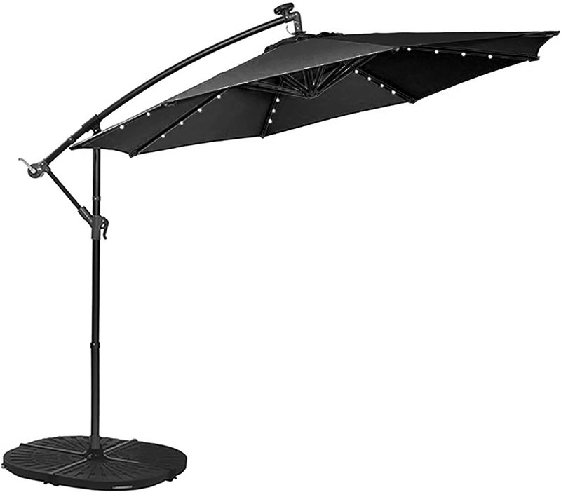 Bumbershoot 10' Solar LED Offset Outdoor Umbrella - Onyx Black
