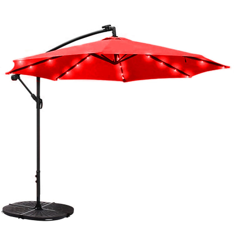 Bumbershoot 10' Solar LED Offset Outdoor Umbrella - Red