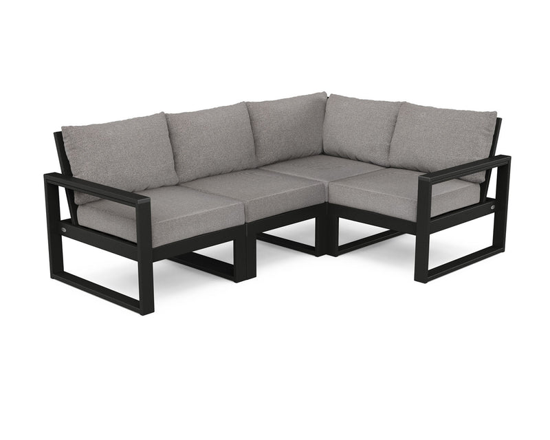 POLYWOOD® EDGE 4 Pc Modular Deep Seating Set - Black/Grey Mist