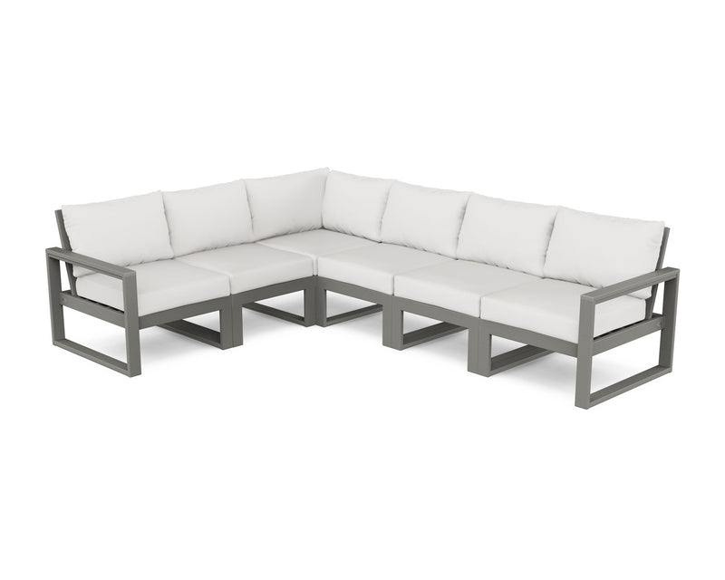 POLYWOOD® EDGE 6 Pc Modular Deep Seating Set - Slate Grey/Natural Linen